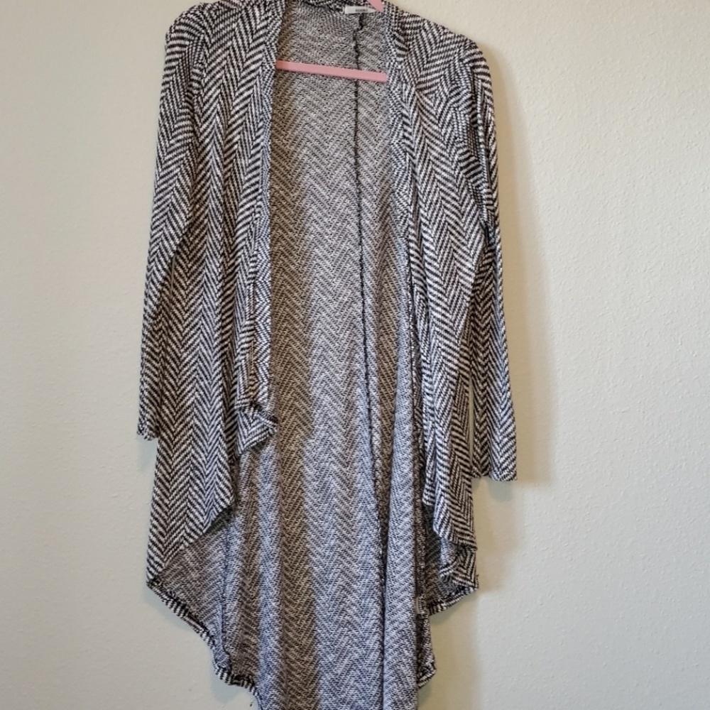 Long black and white cardigan